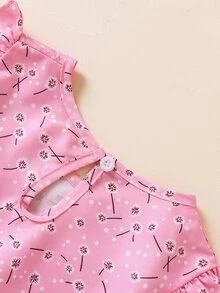 Đầm Gái Xù Viên lá sen Họa tiết hoa Boho - Hồng - Xem 6