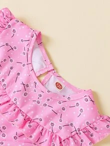 Đầm Gái Xù Viên lá sen Họa tiết hoa Boho - Hồng - Xem 7