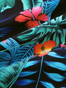 Manfinity Hombres Camisa al azar con estampado tropical sin camiseta - Multicolor - Ver 3