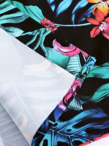 Manfinity Hombres Camisa al azar con estampado tropical sin camiseta - Multicolor - Ver 4