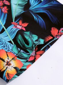 Manfinity Hombres Camisa al azar con estampado tropical sin camiseta - Multicolor - Ver 5