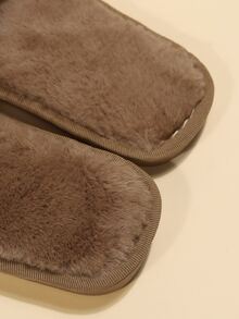 極簡風格毛絨臥室拖鞋 - 咖啡棕 - 查看 3