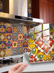10 piezas Pegatina de cocina con patrón vintage - Multicolor - Ver 2