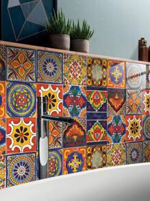 10 piezas Pegatina de cocina con patrón vintage - Multicolor - Ver 8