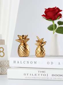 2pcs Pineapple Shaped Decorative Object Best Gifts Birthday - Gold - View 2