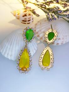 bông tai giọt pha lê - Nhiều màu - Xem 2