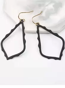 2pcs Geometric Rhombus Shaped Earrings - Black - View 7