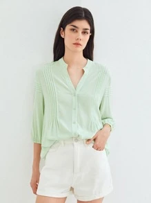MOTF BALLOON SLEEVE BLOUSE MADE OF LENZING™ ECOVERO™ BRANDED VISCOSE FIBERS - Mint Green - View 6
