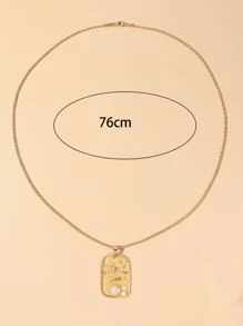 人造珍珠裝飾幾何吊墜項鍊 - 彩色 - 查看 3