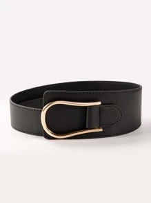 1 pieza Elegante cinturón en forma de U anudado para mujer, adecuado para uso diario, Halloween, verano, escuela, otoño, otoño, Halloween - Negro - Ver 2