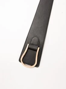 1 pieza Elegante cinturón en forma de U anudado para mujer, adecuado para uso diario, Halloween, verano, escuela, otoño, otoño, Halloween - Negro - Ver 4