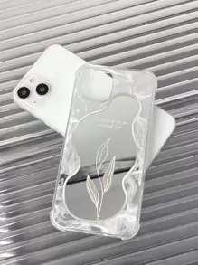 超薄镜面手机壳，白色雾叶图案，PC+TPU材质，兼容 16/16 Pro/16 Plus/16 Pro Max/15/14/13/12/11/XR/7G/16E，也兼容 17/17 Pro/17 Air/17 Pro Max - 彩色 - 查看 2