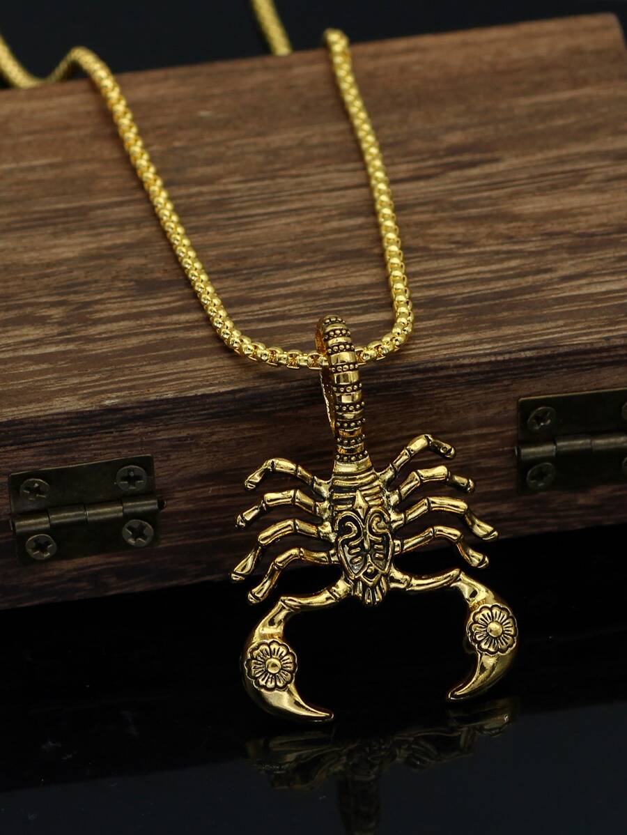 Aleación de collar de dijes de escorpión para hombres de moda y populares para regalo de joyería y para una apariencia elegante - Amarillo Oro - Ver 1