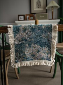 Floral Jacquard Fringe Trim Table Runner - Nhiều màu - Xem 4