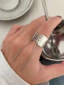 Anillo con diseño de cadena - Plateado - Ver 1