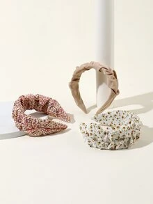 3入組碎花褶邊髮箍 - 彩色 - 查看 2