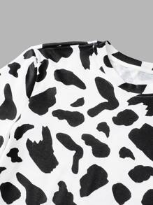 Camiseta con estampado de vaca - Blanco y Negro - Ver 4