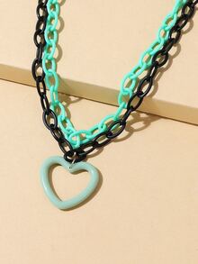 1 chiếc vòng cổ hình trái tim bằng nhựa pha trộn nhiều màu thanh lịch và hợp thời trang, phù hợp cho phụ nữ thường ngày, tiệc tùng, đi nghỉ - Nhiều màu - Xem 4