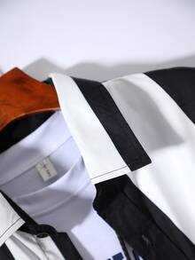 Manfinity Homme Men Random Striped Colorblock Shirt Without Tee - Black and White - View 6