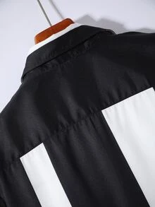Manfinity Homme Men Random Striped Colorblock Shirt Without Tee - Black and White - View 7