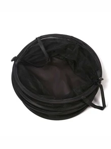 1 chiếc giỏ đựng đồ giặt bằng polyamide có thể gấp lại, giỏ đựng quần áo gia dụng màu đen hàng ngày, quần váy, giày dép, quần jean, bốt, giỏ đựng đồ giặt, giỏ đựng đồ phòng tắm, giỏ, giỏ đựng đồ, giỏ đựng đồ giặt có thể gấp lại - màu đen - Xem 4