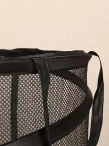 1 chiếc giỏ đựng đồ giặt bằng polyamide có thể gấp lại, giỏ đựng quần áo gia dụng màu đen hàng ngày, quần váy, giày dép, quần jean, bốt, giỏ đựng đồ giặt, giỏ đựng đồ phòng tắm, giỏ, giỏ đựng đồ, giỏ đựng đồ giặt có thể gấp lại - màu đen - Xem 8