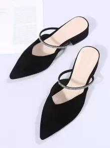 Nuovi sandali slip-on con tacco medio e punta affusolata per primavera/estate, stile francese, mule senza back con borchie per donne