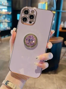 直邊鑲嵌鑽石手機殼（帶支架）適用於iPhone 11，iPhone 13，iPhone 14 Pro Max - 紫色 - 查看 2