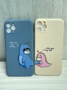 Funda para teléfono con gráfico de dibujos animados de pareja de 2 piezas compatible con iPhone 15/15Pro/15Plus/15Promax - Multicolor - Ver 2