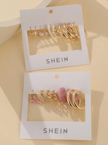 10pairs Faux Pearl Decor Earrings - Multicolor - View 2