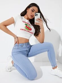 SHEIN Essnce Slant Pocket Skinny Jeans - Light Wash - View 6