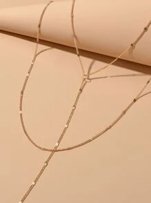 2入組簡約風項鍊 - 金黃色 - 查看 3