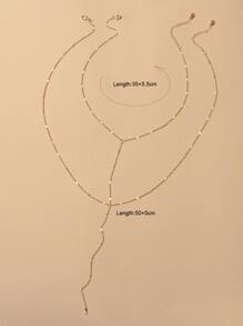2入組簡約風項鍊 - 金黃色 - 查看 5