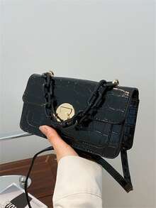 Túi đeo chéo Nữ màu trơn Có thể điều chỉnh được - màu đen - Xem 1