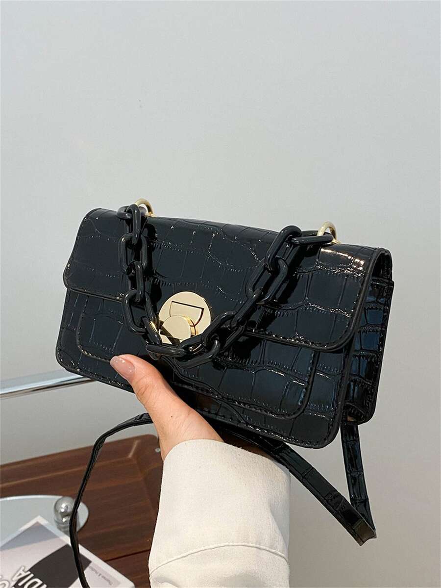 Túi đeo chéo Nữ màu trơn Có thể điều chỉnh được - màu đen - Xem 1