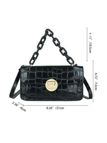 Túi đeo chéo Nữ màu trơn Có thể điều chỉnh được - màu đen - Xem 5