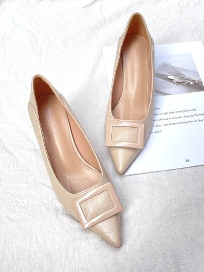 Fall/Winter 2025 Women's Apricot Elegant Solid Color High Heel Pumps With Geometric Decorative Pyramid Heel, Elegant,Elegant,Kitten Heels