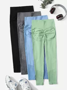 Yoga Basic 4 Quần Tập Gym Liền Mạch Cao Co Giãn Ôm Sát Bụng Kiểm Soát Quần Legging Tập Yoga Có Lỗ Đục Lỗ - Nhiều màu - Xem 1