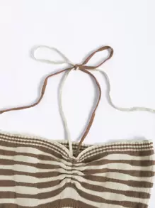 SHEIN Unity 條紋圖案吊脖針織上衣 - 彩色 - 查看 3