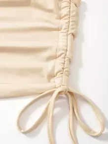 SHEIN Essnce Áo hai dây Dây kéo Thắt nút Xù Gân đan màu trơn Giải trí - Nhiều màu - Xem 7