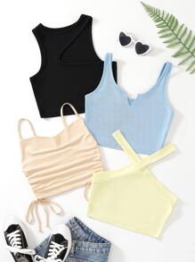 SHEIN Essnce 4 bucăți decolteu cu crestătură și top cu șnur și top cu șalter