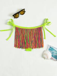 側繫帶流蘇邊泳衣下裝 - 彩色 - 查看 3