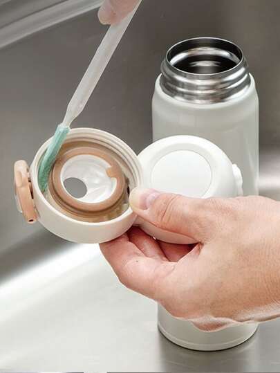 3pcs White Cleaning Brush Set,Multifunctional Kitchen Cup Glass Cover Cleaning Brush,Drinking Bottle Cleaner,Kitchen Utensil Cleaning,Kitchen,Bathroom,Home,Household Suppliers