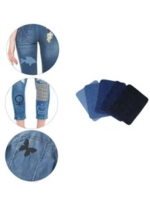 5pcs 12.5*9.5cm Jeans Patch Sticker, Random Sewing Repair Elbow Knee Patches For Jeans - Multicolor - View 3