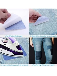 5pcs 12.5*9.5cm Jeans Patch Sticker, Random Sewing Repair Elbow Knee Patches For Jeans - Multicolor - View 5