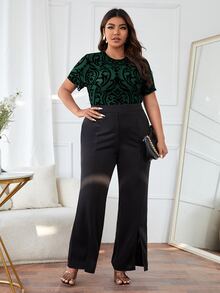 大碼滿版印花木耳邊網紗上衣 - 彩色 - 查看 4