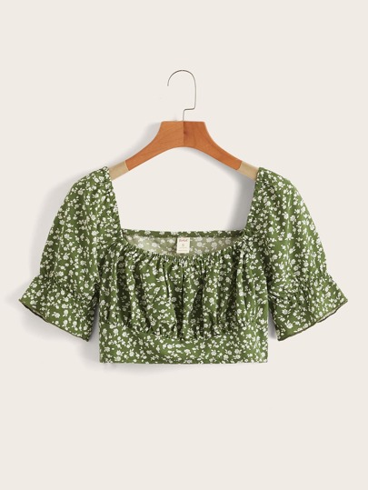 Ditsy Floral Crop Blouse