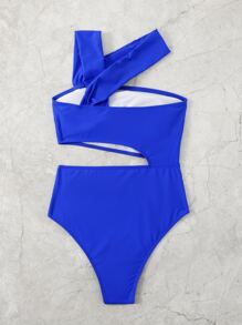 SHEIN Swim Summer Beach Cut-Out One Piece Swimsuit - Royal Blue - View 3