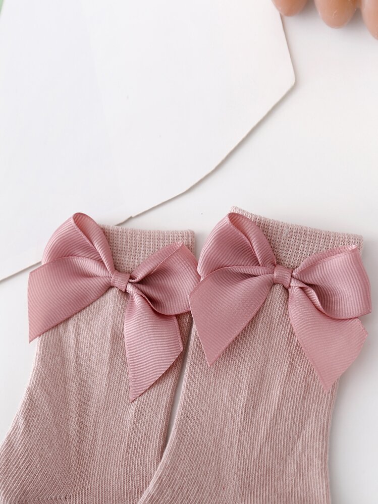 4pairs Kids Bow Decor Crew Socks - Multicolor - View 3