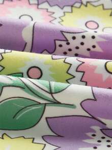 Floral Print Contrast Lace Ruched Bust Cami Dress - Multicolor - View 4